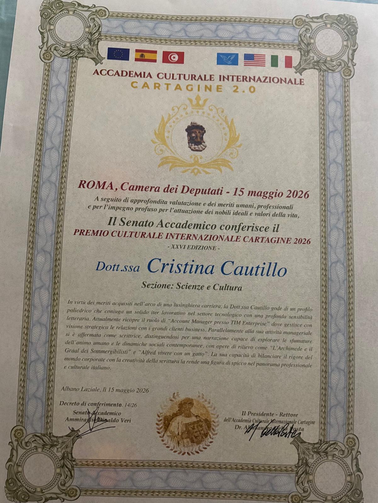 Riconoscimento Premio Cartagine